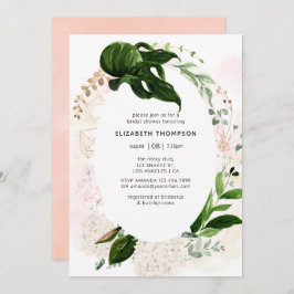 Roos Gold & Blush Geometrisch groen Vrijgezellenfe Kaart