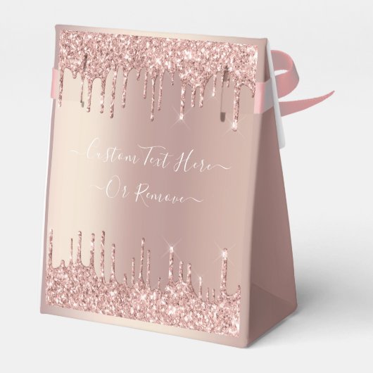 Roos Gold Blush Glitter Aangepaste Tekst Favor Box Bedankdoosjes (Achterkant)