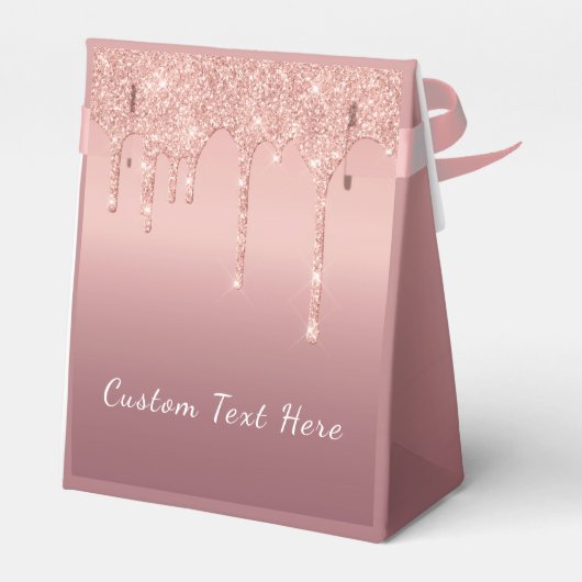 Roos Gold Blush Glitter Aangepaste Tekst Favor Box Bedankdoosjes (Achterkant)