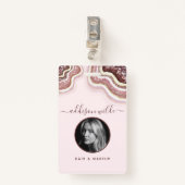 Roos Gold Blush Glitter Agate Geode Luxe ID Badge (Voorkant met clip)