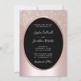 Roos Gold Blush Glitter All-in-One Weddenschap Kaart