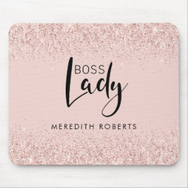 Roos Gold Blush Glitter Boss Lady Persoonlijk Muismat