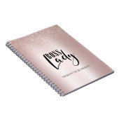 Roos Gold Blush Glitter Boss Lady Persoonlijk Notitieboek (Rechterzijde)