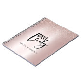 Roos Gold Blush Glitter Boss Lady Persoonlijk Notitieboek (Linkerzijde)