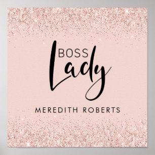 Roos Gold Blush Glitter Boss Lady Persoonlijk Poster