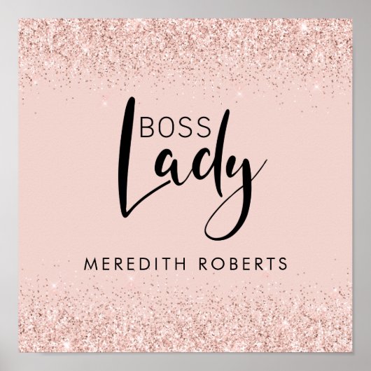 Roos Gold Blush Glitter Boss Lady Persoonlijk Poster (Voorkant)