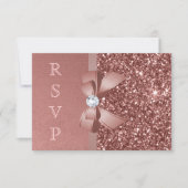 Roos Gold Blush Glitter Bow RSVP (Voorkant)