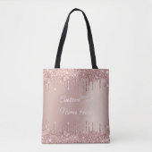 Roos Gold Blush Glitter Canvas tas met aangepaste  (Voorkant)