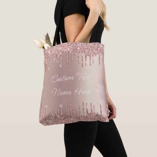 Roos Gold Blush Glitter Canvas tas met aangepaste  (Dichtbij)