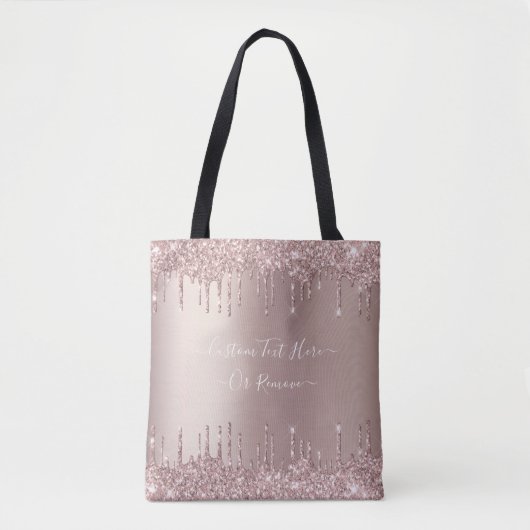 Roos Gold Blush Glitter Canvas tas met aangepaste (Voorkant)