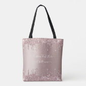Roos Gold Blush Glitter Canvas tas met aangepaste  (Achterkant)