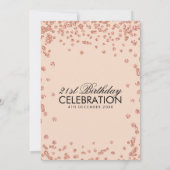 Roos Gold Blush Glitter Confetti 21e verjaardag Kaart (Achterkant)