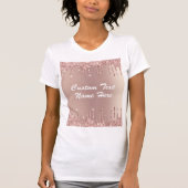 Roos Gold Blush Glitter Custom Name T-shirt (Voorkant)
