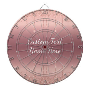 Roos Gold Blush Glitter Custom Text Dart Board Dartbord