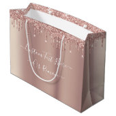 Roos Gold Blush Glitter Custom Text Gift Bag Groot Cadeauzakje (Achterkant Gekanteld)