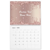 Roos Gold Blush Glitter Custom Text Gift Calendar Kalender (Mar 2026)