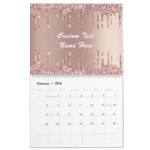 Roos Gold Blush Glitter Custom Text Gift Calendar Kalender (Feb 2026)