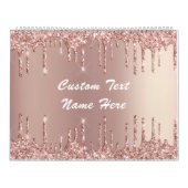 Roos Gold Blush Glitter Custom Text Gift Calendar Kalender (Hoes)