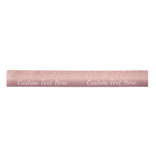 Roos Gold Blush Glitter Custom Text Gift Lint (Voorkant)