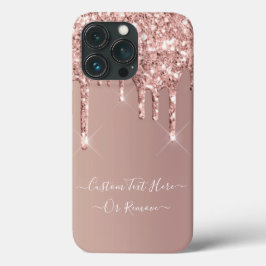Roos Gold Blush Glitter Custom Text Jouw Cadeau Case-Mate iPhone Case
