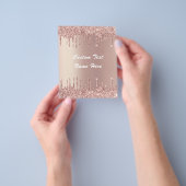 Roos Gold Blush Glitter Custom Text Name Flyer (Hand)