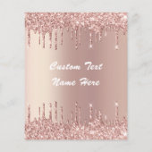 Roos Gold Blush Glitter Custom Text Name Flyer (Achterkant)