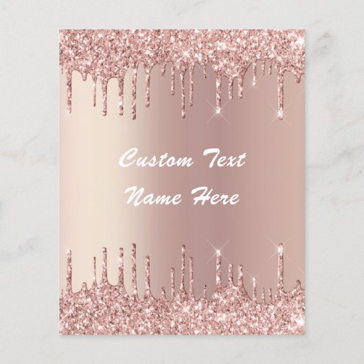 Roos Gold Blush Glitter Custom Text Name Flyer (Achterkant)
