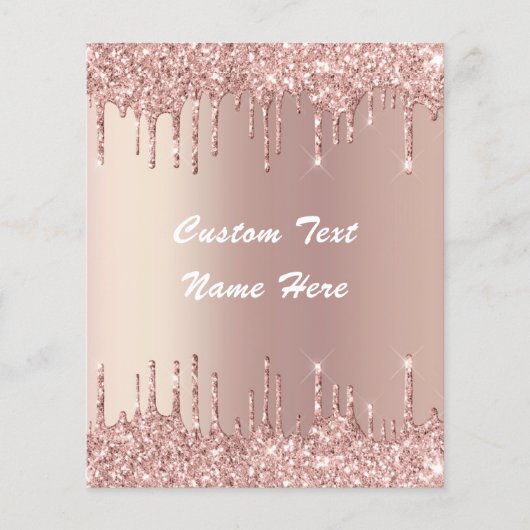 Roos Gold Blush Glitter Custom Text Name Flyer (Voorkant)