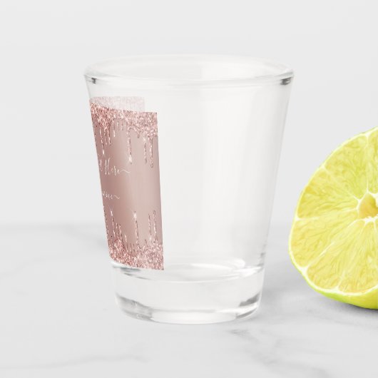 Roos Gold Blush Glitter Custom Text Shot Glass Shot Glas (Rechts)