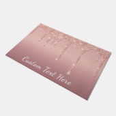 Roos Gold Blush Glitter Doormat met Aangepaste Tek Deurmat (Schuin)