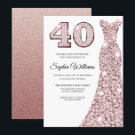 Roos Gold Blush Glitter Dress 40th Birthday Party Kaart<br><div class="desc">Roos Gold Blush Glitter Dress 40th Birthday Party Invitation Variations to the uitnodiging and matching items in onze winkel</div>