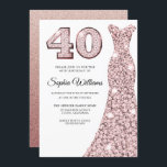 Roos Gold Blush Glitter Dress 40th Birthday Party Kaart<br><div class="desc">Roos Gold Blush Glitter Dress 40th Birthday Party Invitation Variations to the uitnodiging and matching items in onze winkel</div>