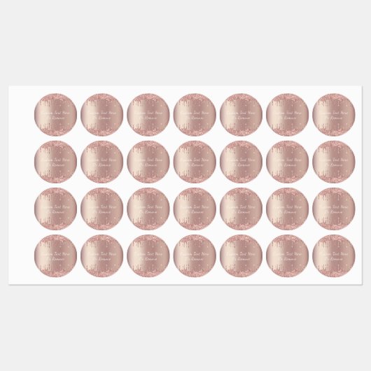 Roos Gold Blush Glitter Drift Custom Text Labels (Vel)
