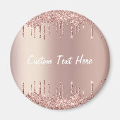 Roos Gold Blush Glitter Drift Custom Text Magnet (Voorkant)