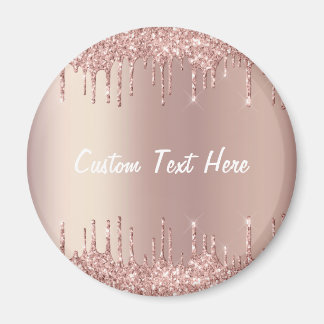 Roos Gold Blush Glitter Drift Custom Text Magnet