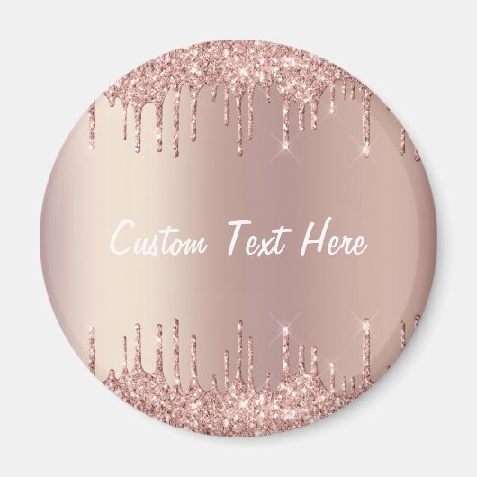 Roos Gold Blush Glitter Drift Custom Text Magnet (Voorkant)