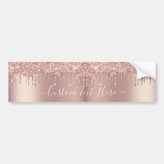 Roos Gold Blush Glitter Drift Custom Text Sticker (Voorkant)