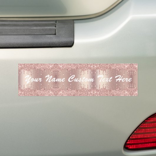 Roos Gold Blush Glitter Drift Custom Text Sticker (Op auto)
