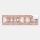 Roos Gold Blush Glitter Drift Custom Text Sticker (Voorkant)