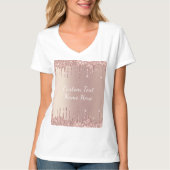 Roos Gold Blush Glitter Drift Jouw tekst T-Shirt (Voorkant)