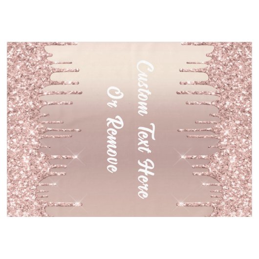Roos Gold Blush Glitter Drift Jouw tekst Tableclot Tafelkleed (Voorkant (Horizontaal))