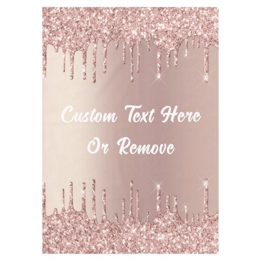 Roos Gold Blush Glitter Drift Jouw tekst Tableclot Tafelkleed (Voorkant)