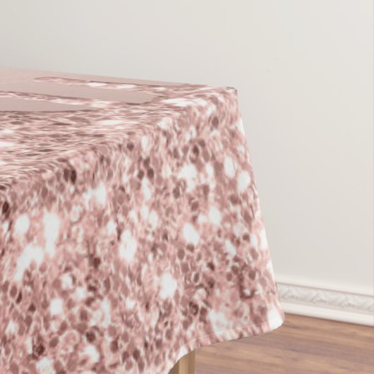 Roos Gold Blush Glitter Drift Jouw tekst Tableclot Tafelkleed (Voorbeeld)