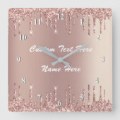 Roos Gold Blush Glitter Drift Jouw tekst wandklok (Voorkant)