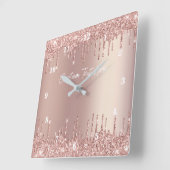 Roos Gold Blush Glitter Drift Jouw tekst wandklok (Hoek)