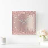 Roos Gold Blush Glitter Drift Jouw tekst wandklok (Huis)