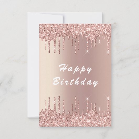 Roos Gold Blush Glitter Drift Luxury Birthday Kaar Kaart (Voorkant)