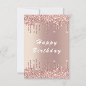Roos Gold Blush Glitter Drift Luxury Birthday Kaar Kaart (Achterkant)