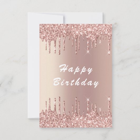 Roos Gold Blush Glitter Drift Luxury Birthday Kaar Kaart (Achterkant)