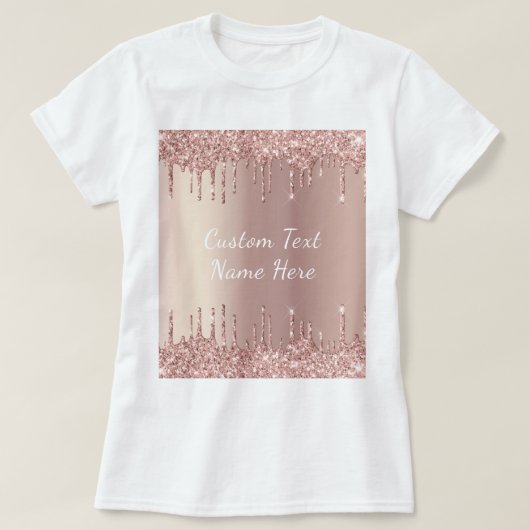 Roos Gold Blush Glitter Drift T-shirt - Jouw tekst (Design voorkant)